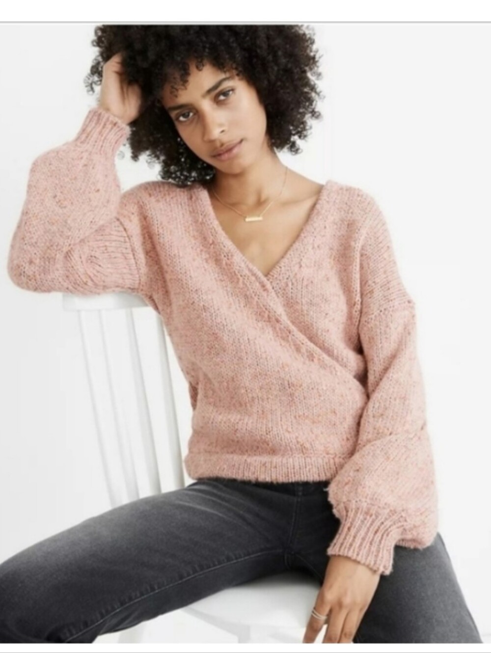Madewell Beresford Wrap-Front Pullover Sweater